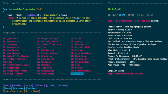[小眾網站]Music for Programming - 幫你專心工作的音樂站